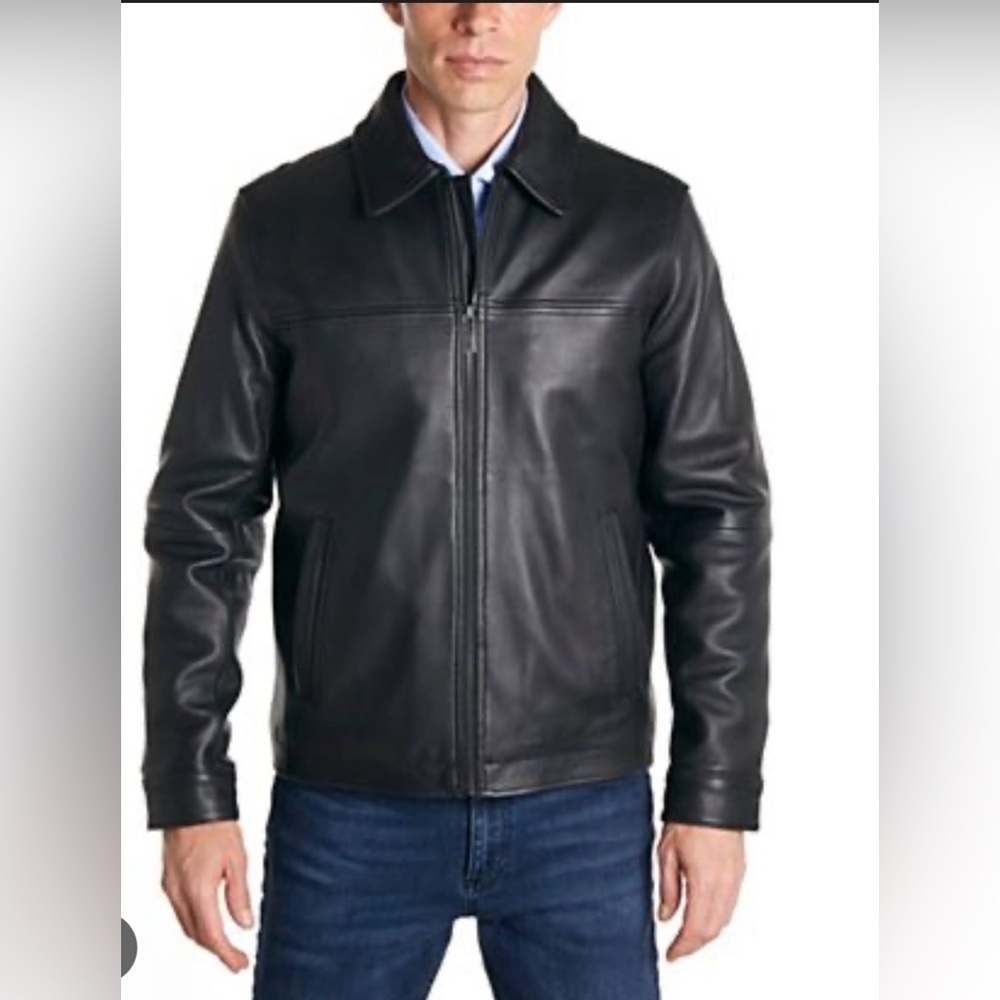 Perry Ellis Men's Black Leather Jacket